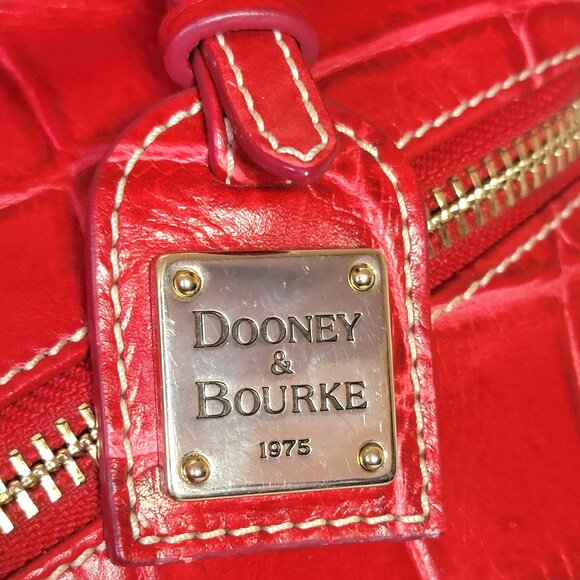 Dooney & Bourke Vintage Big Red Crocodile Embossed Leather Tote Bag, EUC - Picture 3 of 11